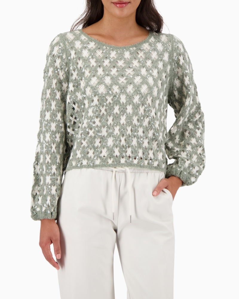 Monari knit jumper with cornely pattern and integrated long-sleeve layer