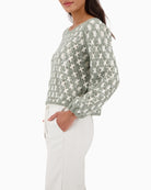 Side view of Monari jumper showing regular fit and layered look