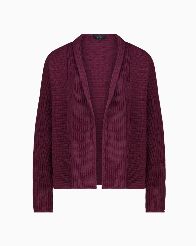 Monari Bordeaux knit throw with shawl collar and ribbed structure