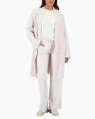 Monari wool blend knitted coat with stud details and lapel collar