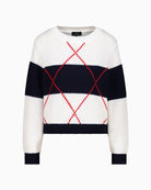 Monari knitted jumper with intarsia pattern close-up of patterned detail – Áines Boutique