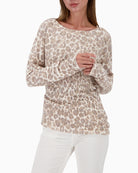 Monari beige Leo jumper with gathered detail and soft knit texture