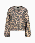 Monari leopard print jacket with button front and round neckline