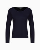 Monari long-sleeve shirt with button placket navy  – Áines Boutique
