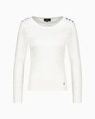 Monari long-sleeve shirt with button placket off white  – Áines Boutique