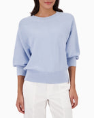 Monari lurex knit jumper, woman wearing front view – Áines Boutique