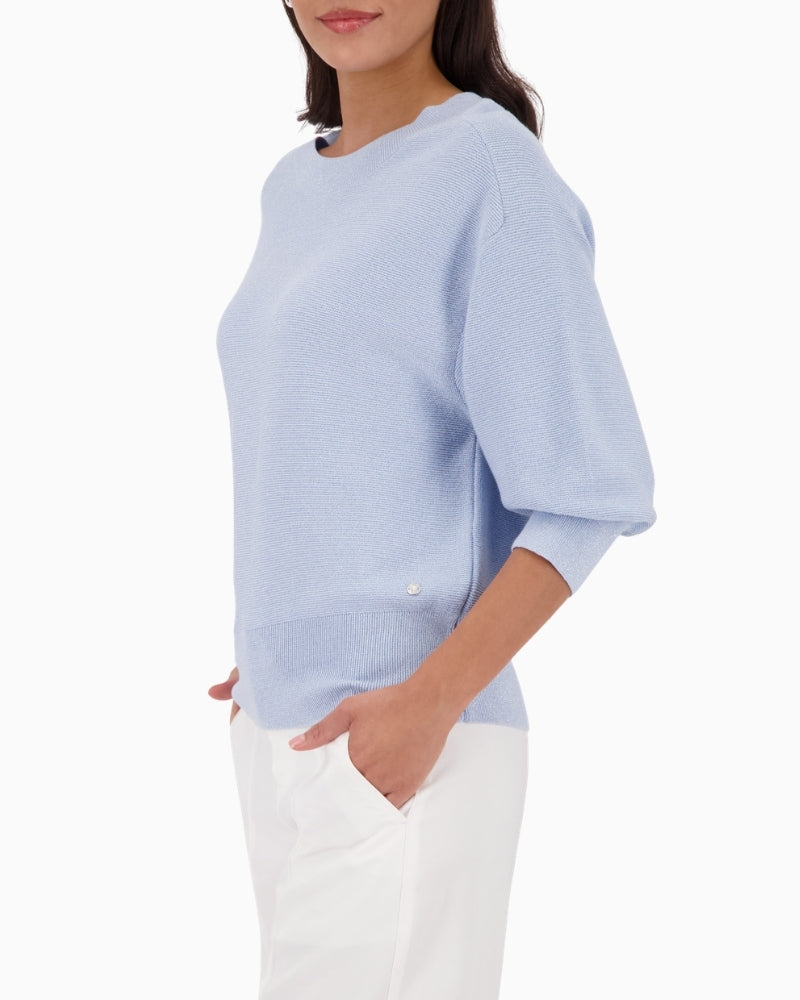 Monari lurex knit jumper, woman wearing side view – Áines Boutique
