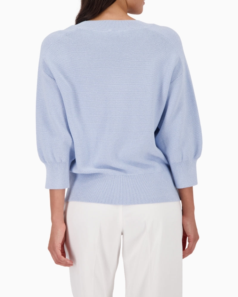Monari lurex knit jumper, woman wearing back view – Áines Boutique
