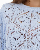Monari openwork knit jumper round neckline and pattern close-up – Áines Boutique