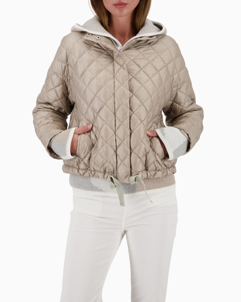 Monari beige quilted padded jacket with lightweight filling