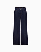 Front view of Monari faux suede trousers with straight-leg and side pockets