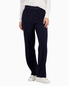 Monari glitter stripe pants navy front view laid flat – Áines Boutique