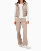 Front view of Monari quilted gilet with zip pockets and drawstring hood