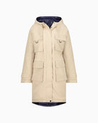 Monari beige reversible coat with hood and quilted finish