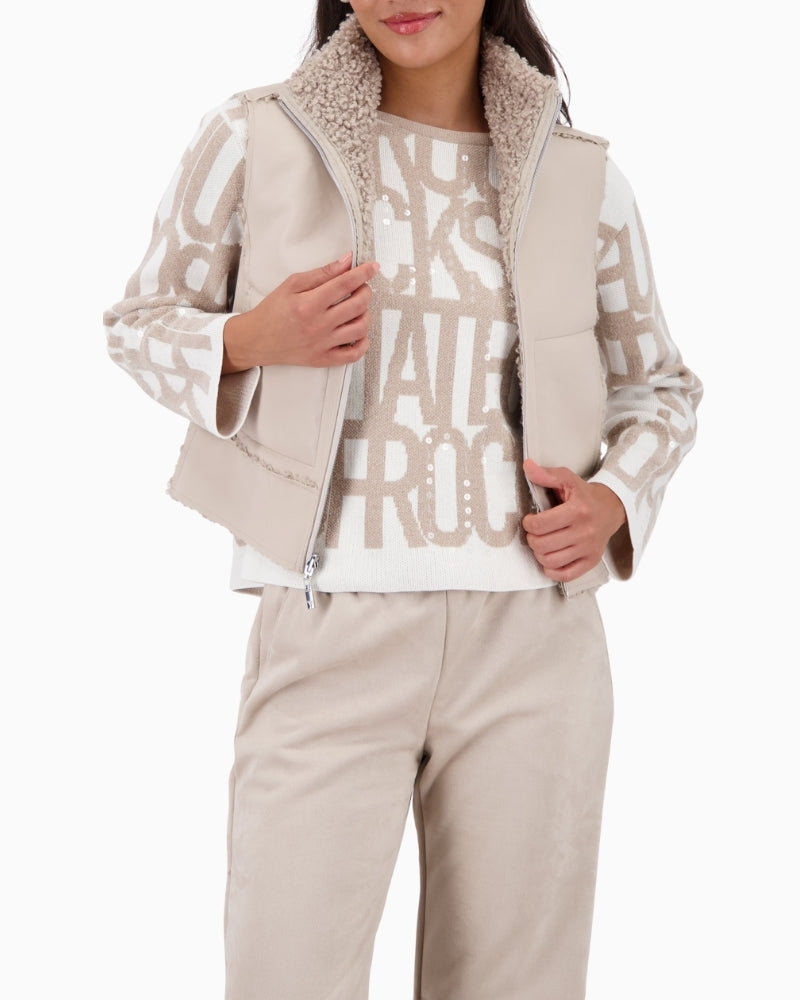 Monari reversible gilet with beige faux fur and faux leather