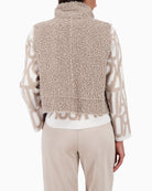 Back view of Monari gilet with clean faux leather finish