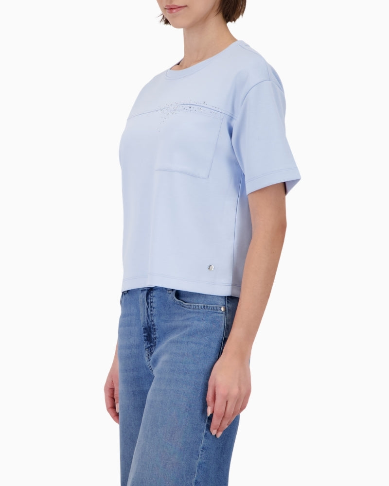 Monari rhinestone sweatshirt, woman wearing side view – Áines Boutique