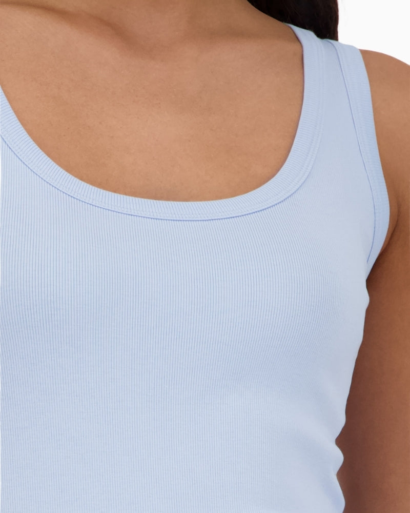 Monari ribbed basic top round neckline close-up detail – Áines Boutique