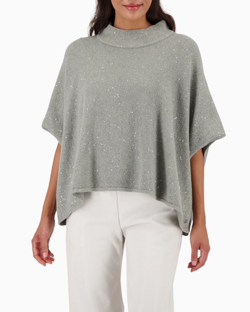 Monari sage green sequin cape with lurex and cotton blend