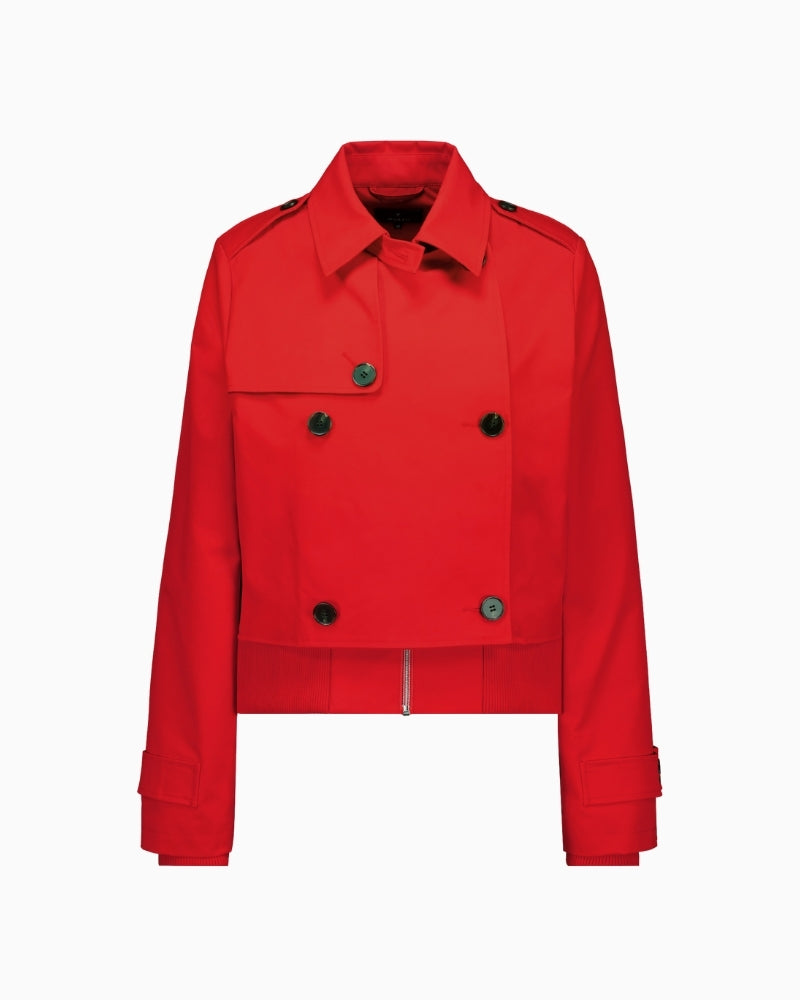 Monari short trench coat red  collar and buttons – Áines Boutique