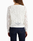 Monari soft knitted ajour jumper off white back view – Áines Boutique