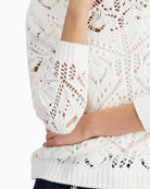 Monari soft knitted ajour jumper off white close up of cuffs  – Áines Boutique 