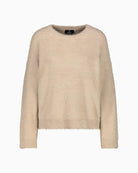 Front view of Monari Bordeaux cotton blend sweater with round neck