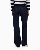 Monari straight-leg jeans with charms dark blue back view showing pocket detail – Áines Boutique