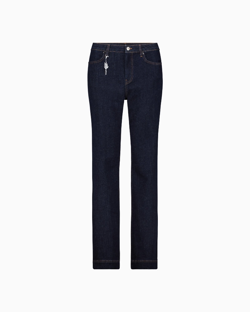 Monari straight-leg jeans with charms dark blue decorative charm detail – Áines Boutique
