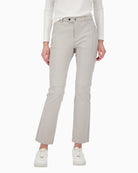 Monari grey leather-look straight-leg trousers with zip pockets
