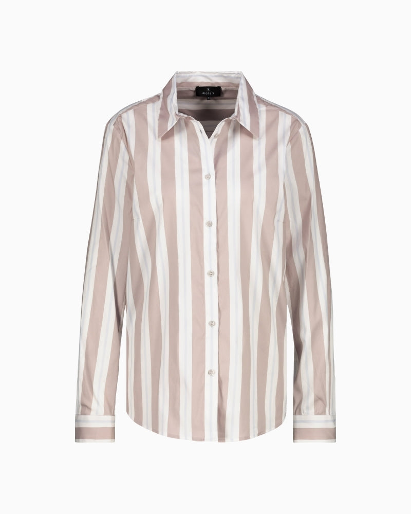 Front view of classic shirt with button-down front and collar