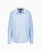 Monari striped cotton blouse product front on white background – Áines Boutique