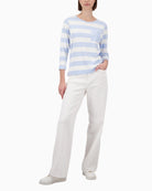 Monari striped sweatshirt with sequin pocket, woman wearing front view – Áines Boutique