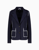 Monari sweat blazer navy with lapel detail – Áines Boutique