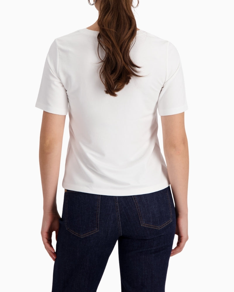 Monari T-shirt with emblem off white back view – Áines Boutique