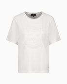 Monari T-shirt with emblem off white round neckline – Áines Boutique