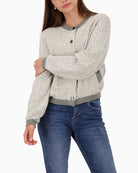 Monari tweed jacket with Lurex detail in soft cotton blend