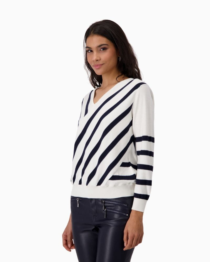 Monari - V Neck Stripe Jumper 