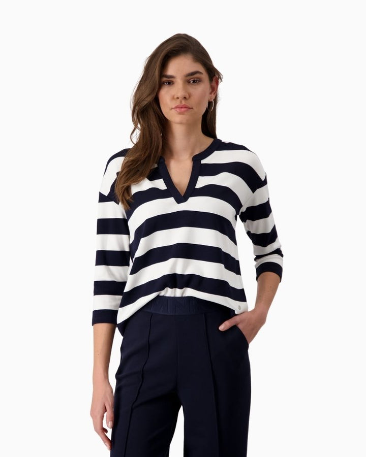 Monari - V Neck Stripe Top 