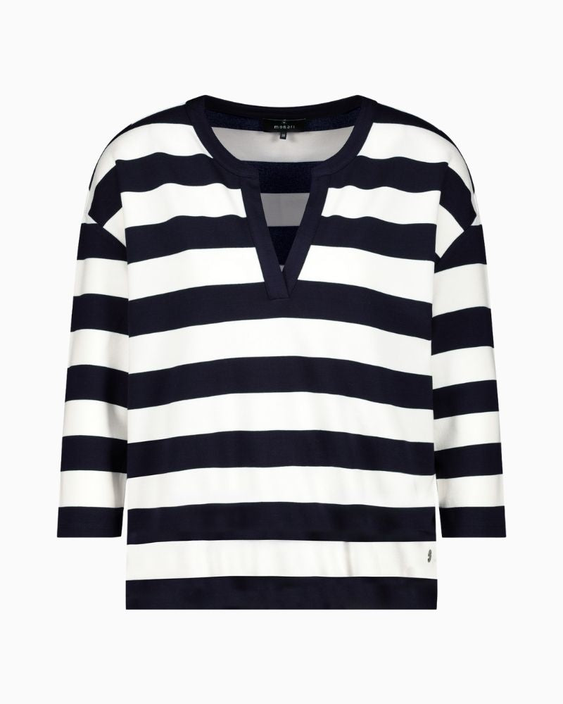 Monari - V Neck Stripe Top 