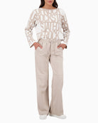 Monari straight-leg beige trousers in soft stretch velour