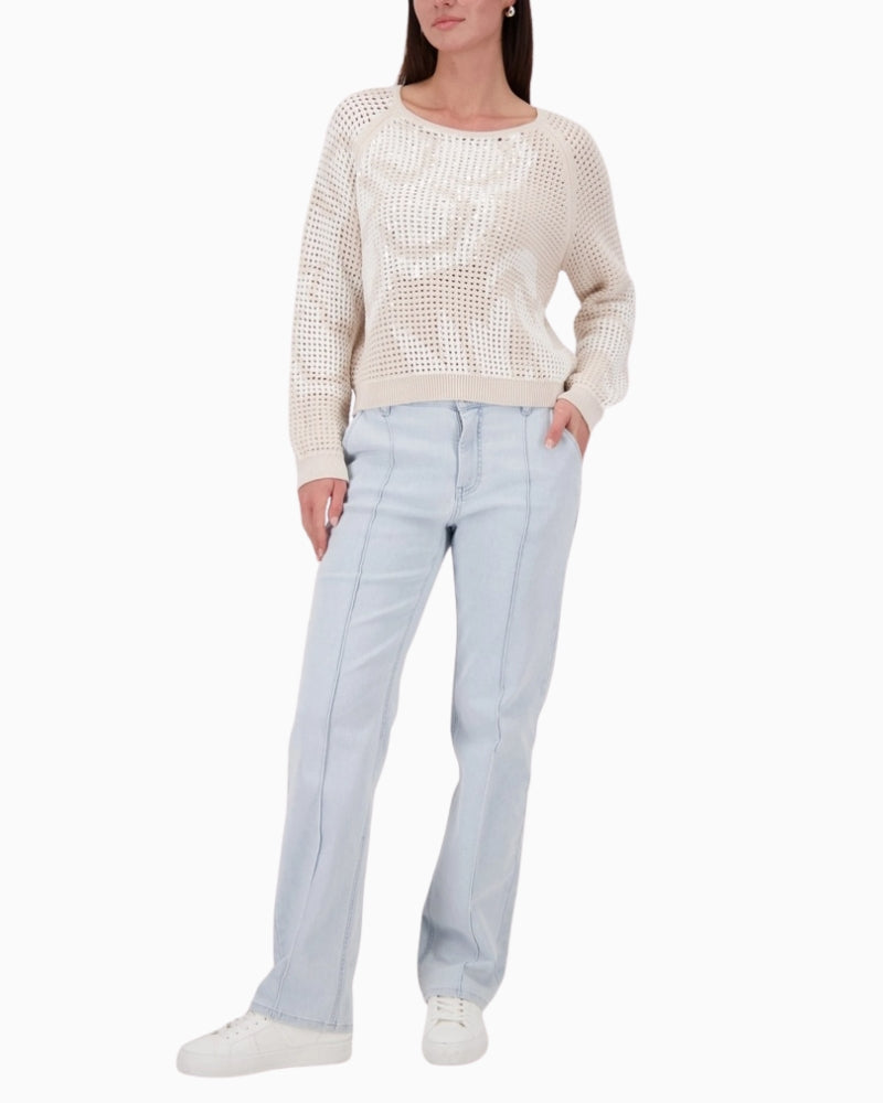 Woman wearing Monari Ajour Jumper full length – Áines Boutique