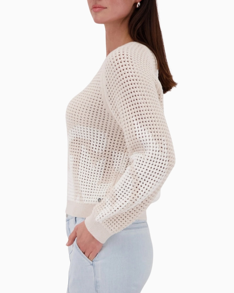 Woman wearing Monari Ajour Jumper side profile – Áines Boutique