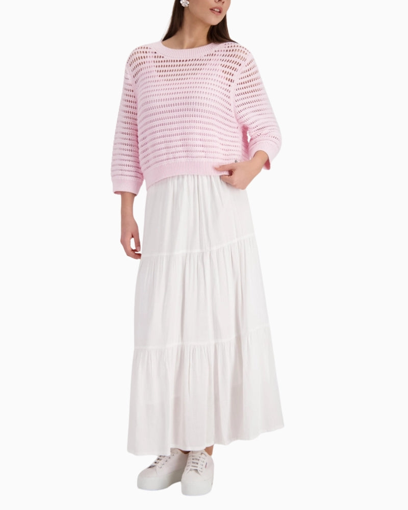 Monari Ajour Knitted Jumper in rose full view
