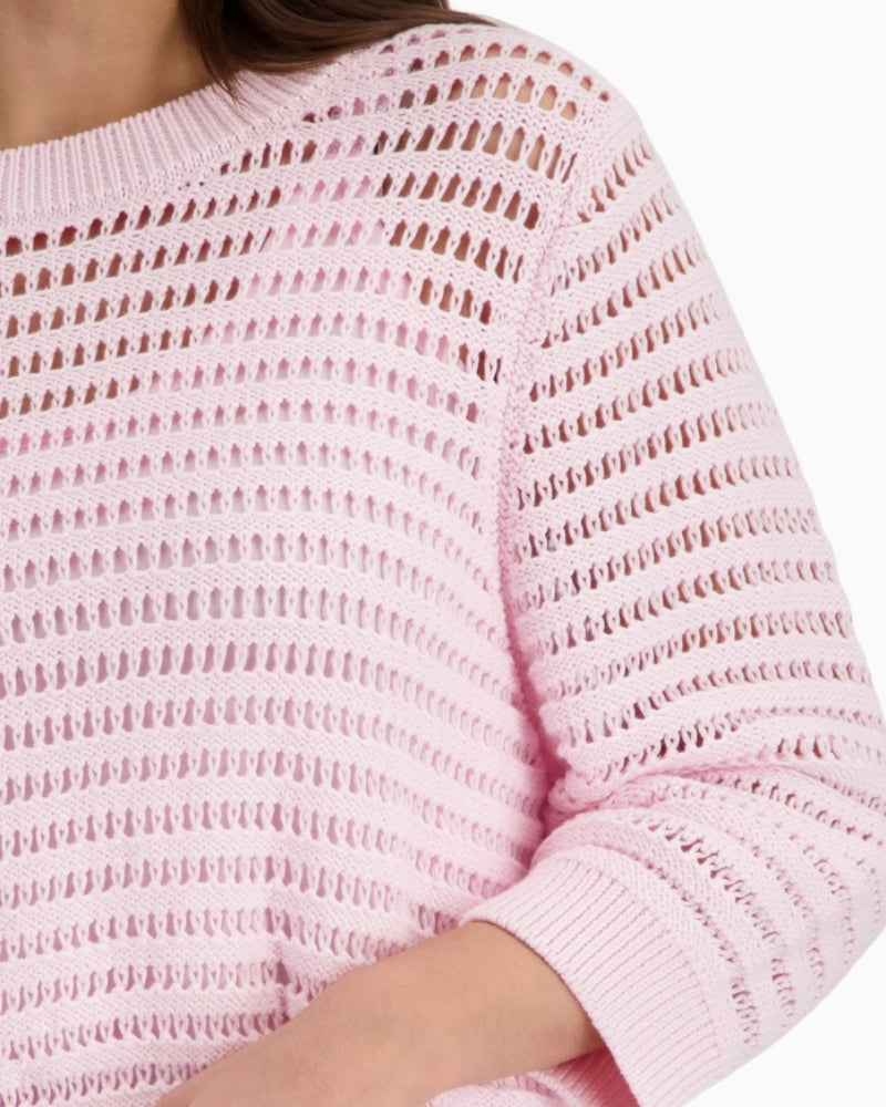 Monari Ajour Knitted Jumper in rose knit detail
