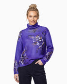 Monari Allover Floral Print Jumper in blue front view