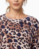 Monari Allover Leopard Print Jumper round neckline detail