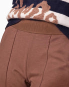 Monari Basic Straight-Fit Trousers in light brown elastic lettering band detail
