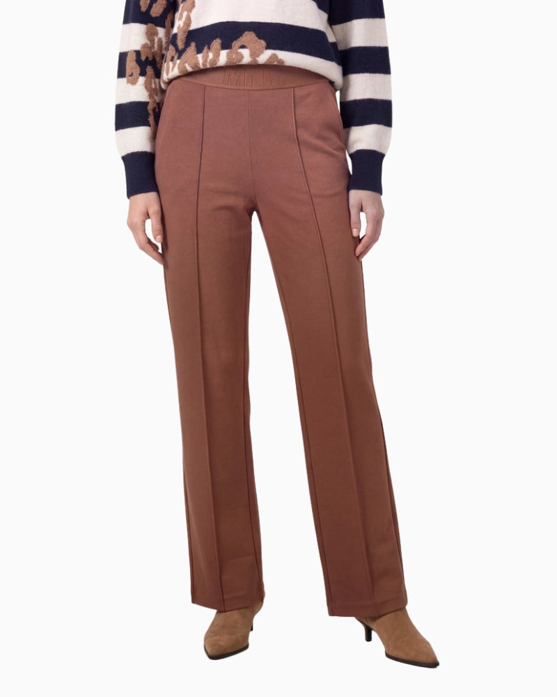 Monari Basic Straight-Fit Trousers in light brown front view