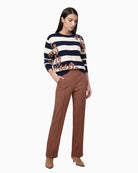 Monari Basic Straight-Fit Trousers in light brown styled view
